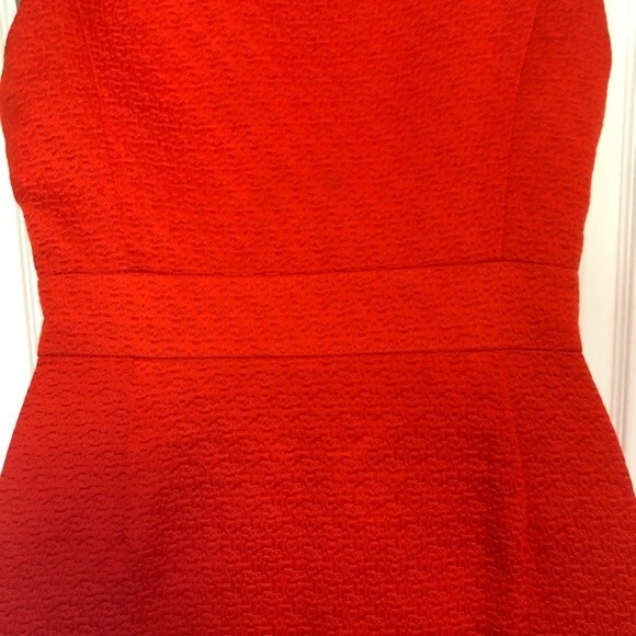 Tory Burch Size 10 Red Blood Orange Silk Blend Structured Front Zipper Dress - Picture 10 of 16